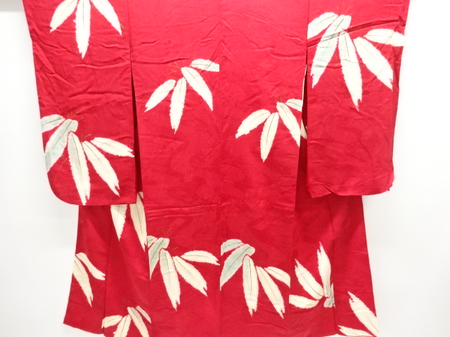 JAPANESE KIMONO / ANTIQUE KIMONO / SILK / MON KINSHA / SHIBORI / BAMBOO GRASS